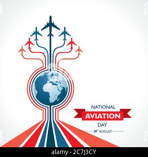 National Aviation Day, der in den Vereinigten Staaten im August 19 Konzept gefeiert wird. Design für Poster, Grußkarte, Banner, Hintergrund. Stock Vektor