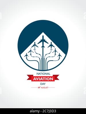 National Aviation Day, der in den Vereinigten Staaten im August 19 Konzept gefeiert wird. Design für Poster, Grußkarte, Banner, Hintergrund. Stock Vektor
