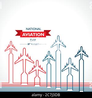 National Aviation Day, der in den Vereinigten Staaten im August 19 Konzept gefeiert wird. Design für Poster, Grußkarte, Banner, Hintergrund. Stock Vektor