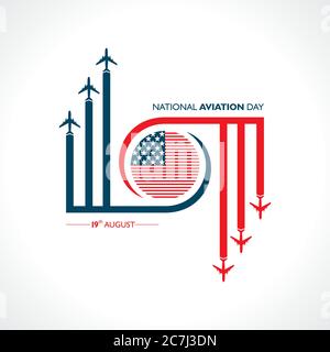 National Aviation Day, der in den Vereinigten Staaten im August 19 Konzept gefeiert wird. Design für Poster, Grußkarte, Banner, Hintergrund. Stock Vektor