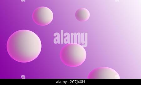 Weiße 3d-Kreise auf violettem Hintergrund. Webdesign. Abbildung. Stockfoto