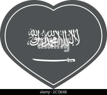 saudi-arabien Nationalfeiertag, Herz Flagge nationale Feier Silhouette Stil Symbol Vektor Illustration Stock Vektor