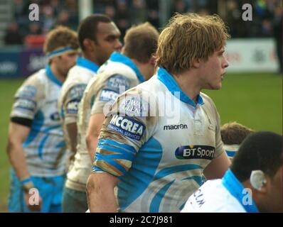 BATH, ENGLAND, VEREINIGTES KÖNIGREICH - Jan 25, 2015: Bath Rugby spielen Glasgow Warriors, European Champions Cup, Recreation Ground, Bath. 25 Januar 2015. Bad Stockfoto