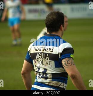 BATH, ENGLAND, VEREINIGTES KÖNIGREICH - Jan 25, 2015: Bath Rugby spielen Glasgow Warriors, European Champions Cup, Recreation Ground, Bath. 25 Januar 2015. Bad Stockfoto