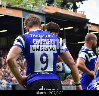 BATH, ENGLAND, VEREINIGTES KÖNIGREICH - 05. Mai 2019: Bath Rugby spielen Wesps, Gallagher Premiership. Erholungsgebiet, Bad. England. Mai 2019. Bath hat das gewonnen Stockfoto