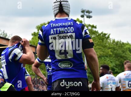 BATH, ENGLAND, VEREINIGTES KÖNIGREICH - 05. Mai 2019: Bath Rugby spielen Wesps, Gallagher Premiership. Erholungsgebiet, Bad. England. Mai 2019. Bath hat das gewonnen Stockfoto