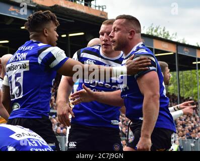 BATH, ENGLAND, VEREINIGTES KÖNIGREICH - 05. Mai 2019: Bath Rugby spielen Wesps, Gallagher Premiership. Erholungsgebiet, Bad. England. Mai 2019. Bath hat das gewonnen Stockfoto