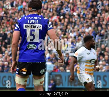 BATH, ENGLAND, VEREINIGTES KÖNIGREICH - 05. Mai 2019: Bath Rugby spielen Wesps, Gallagher Premiership. Erholungsgebiet, Bad. England. Mai 2019. Bath hat das gewonnen Stockfoto