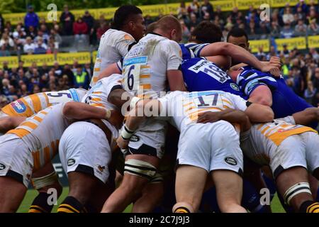 BATH, ENGLAND, VEREINIGTES KÖNIGREICH - 05. Mai 2019: Bath Rugby spielen Wesps, Gallagher Premiership. Erholungsgebiet, Bad. England. Mai 2019. Bath hat das gewonnen Stockfoto