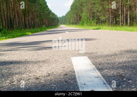 Sommer Landstraße mit Bäumen neben Konzept, Landschaft in Weißrussland Stockfoto