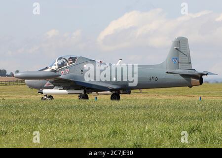 G-SOAF, ein BAC Strikemaster Mk.82A, früher 425 in der Sultan of Oman Air Force und jetzt in Privatbesitz, 2013 bei RAF Leuchars zu sehen. Stockfoto