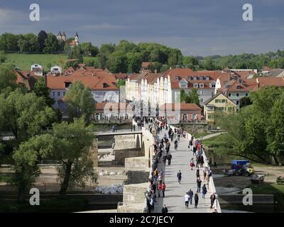 Regensburg, Altstadt, Steinbrücke, Stadtamhof, Donau, Bayern, Deutschland Stockfoto