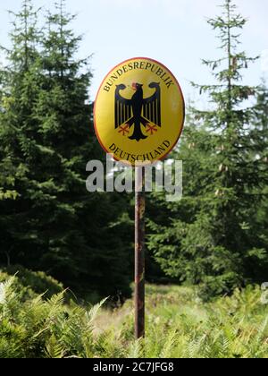 Grenze mit Tschechien, Lusen, Nationalpark, Bayerischer Wald, Bayern, Deutschland Stockfoto