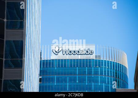 Perth, Western Australia - 3. Februar 2017: Bürogebäude von Woodside, einem der größten Bergbauunternehmen der Welt, mit regionalem Hauptsitz Stockfoto