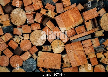 Stapel von Brennholz Protokolle Textur Hintergrund Stockfoto