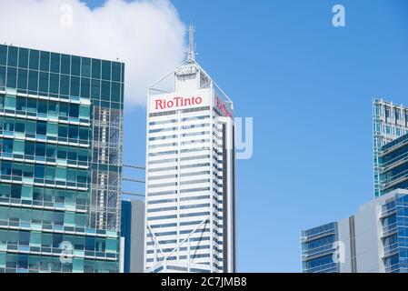 Perth, Western Australia - 21. Februar 2017: Bürogebäude von Rio Tinto, einem der größten Bergbauunternehmen der Welt, mit regionalem Hauptsitz Stockfoto