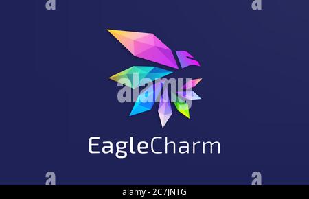 Mehrfarbiges geflügeltes Kristalladler-Logo Stock Vektor