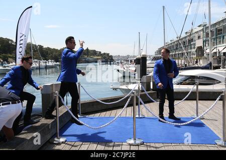 Human Nature kommt für die jährliche Spendenaktion Wharf4ward der Sony Foundation in Woolloomooloo Wharf, Cowper Wharf Road in Sydney. Stockfoto