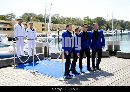 Human Nature kommt für die jährliche Spendenaktion Wharf4ward der Sony Foundation in Woolloomooloo Wharf, Cowper Wharf Road in Sydney. Stockfoto