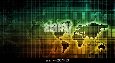 Business Technologie Global Network mit futuristischen Kunst Stockfoto