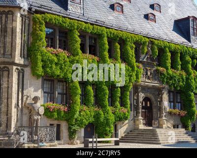 Rathaus, Altstadt von Quedlinburg, UNESCO-Weltkulturerbe, Sachsen-Anhalt, Deutschland Stockfoto