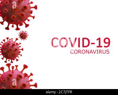 COVID-19 Coronavirus-Text auf weißem Hintergrund. Pandemieschutzkonzept. Stockfoto