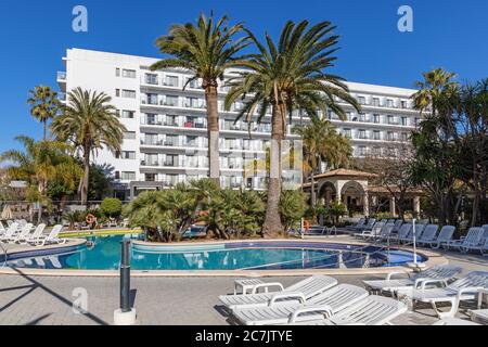 Hotel Riu Bravo, Poolbereich, Playa de Palma, Les Meravelles, Mallorca Island, Stockfoto