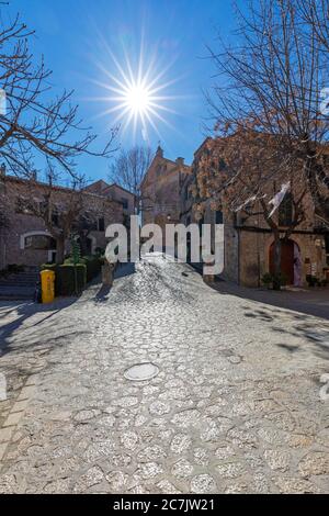 Altstadt, Gasse, Hinterlicht, Valldemossa, Mallorca Insel, Stockfoto