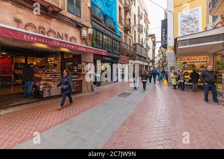 Fußgängerzone, Carrer de Sant Miquel in der Altstadt von Palma de Mallorca, Insel Mallorca, Stockfoto