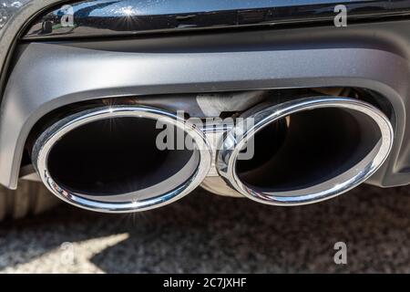 Auto Auspuff Endrohr, Detail, Symbol, Feinstaub, Auspuff Skandal, Stockfoto