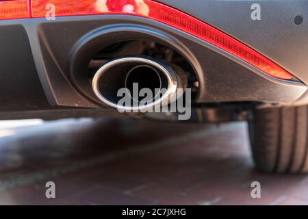 Auto Auspuff Endrohr, Detail, Symbol, Feinstaub, Auspuff Skandal, Stockfoto