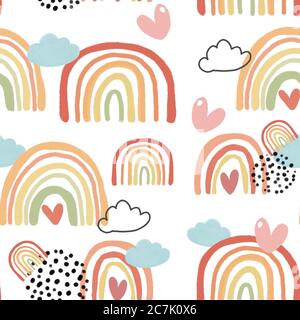 Cute bunte Regenbogen im Herbst Farbe Gaumen Muster nahtlose Hintergrund, Kindergarten Illustration, Idee für Geschenk Geschenkpapier, Wandkunst und bedruckbare c Stockfoto