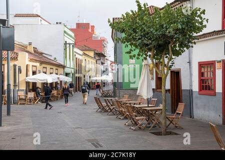 Restaurants an der Plaza de Doctor Olivera, San Cristobal de La Laguna, Teneriffa, Kanarische Inseln, Spanien Stockfoto