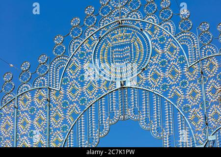 Dekoration, Feria del Caballo, Festival, Tracht, Tradition, Kultur, Bräuche, Jerez de la Frontera, Andalusien, Spanien, Europa Stockfoto