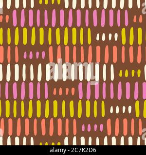 Handgezeichnete Geo Organic Helle Linien und Streifen Vektor Nahtloses Muster. Moderne Bunte Abstrakte Geometrische Hintergrund Stock Vektor