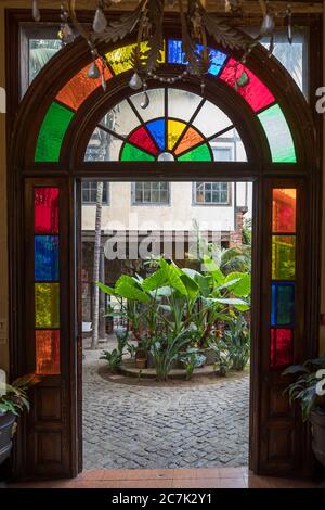 Blick auf den Innenhof der ehemaligen Stadtvilla Casa Lercaro, La Orotava, Teneriffa, Kanarische Inseln, Spanien Stockfoto