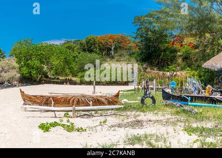 Fischerboot, Andilana Beach, Nosy Bé Island, Madagaskar, Afrika, Indischer Ozean Stockfoto