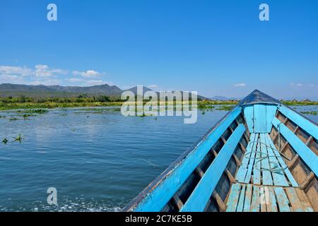 Schwimmende Holzhäuser am Inle Lake in Shan, Myanmar Stockfoto