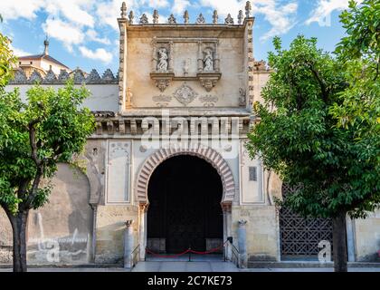 Die Puerta de las Palmas (Tür der Palmen) der Kathedrale von Cordoba, das große zeremonielle Tor vom Innenhof der Orangen bis zum Inneren der Moschee Stockfoto
