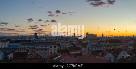 Schöne Panoramaaufnahme der Stadt Zagreb, Kroatien Stockfoto