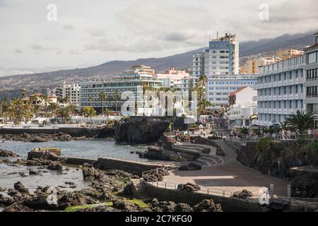 San Telmo, Strand und Uferpromenade, Puerto de la Cruz, Teneriffa, Kanarische Inseln, Spanien Stockfoto