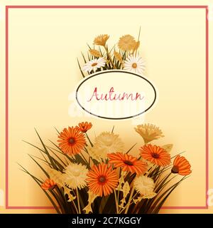 Herbstblumen, Herbst, Blätter, Banner, Grußkarte, Herbstfarben, Vorlage, Vektor, Illustration, isoliert Stock Vektor