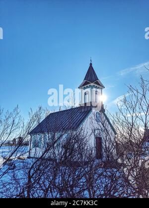 Kirche 'Thingvallakirkja' im Thingvellir Nationalpark, Island Stockfoto