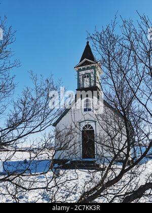 Kirche 'Thingvallakirkja' im Thingvellir Nationalpark, Island Stockfoto