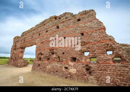 Die Überreste der Basilica Wall of the Bath in Wroxeter, Shropshire, England Stockfoto