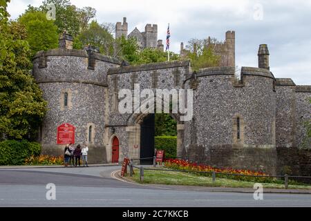 Der Eingang zum Schloss Arundel Stockfoto
