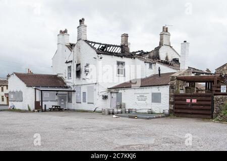 Gargrave Pub Feuer Juli 2020 Stockfoto