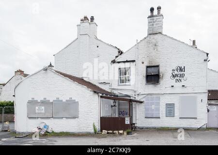 Gargrave Pub Feuer Juli 2020 Stockfoto