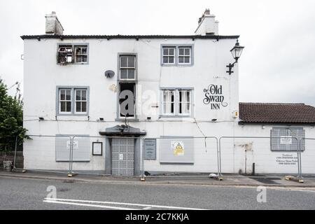 Gargrave Pub Feuer Juli 2020 Stockfoto