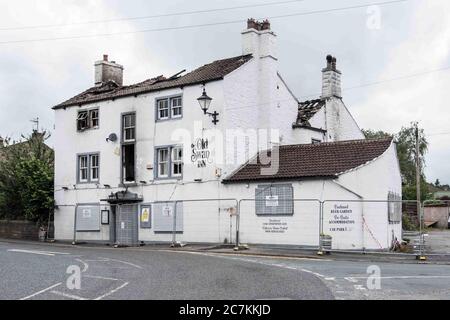 Gargrave Pub Feuer Juli 2020 Stockfoto